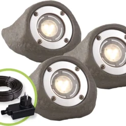 Garden Lights Verlichtingsset Lapis 3 Stuks 14,5 X 14,5 X 11 Cm Grijs