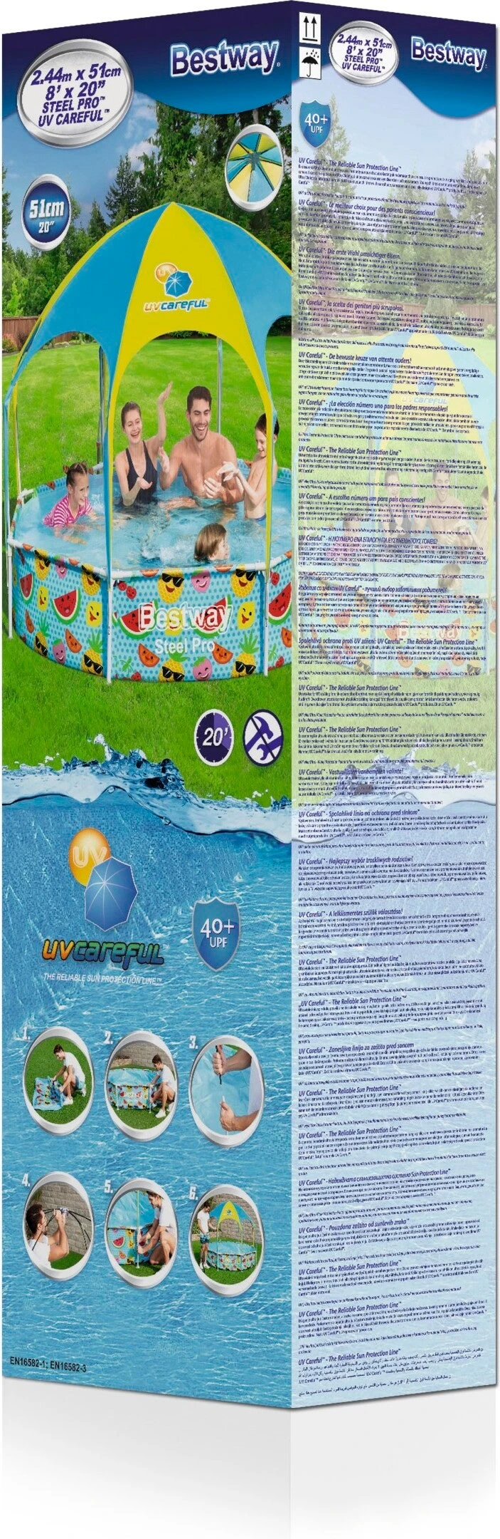 Bestway Kinderzwembad Frame Splash-in-shade Rond Blauw D 244 H 51 Cm 10 Bestway Kinderzwembad Frame Splash-in-shade Rond Blauw D 244 H 51 Cm - Afbeelding 8