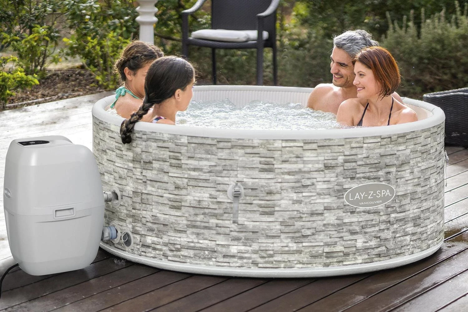 Bestway Opblaasbare Jacuzzi Lay-Z-Spa Vancouver Plus Rond Grijs D 155 H 60 Cm 16 Bestway Opblaasbare Jacuzzi Lay-Z-Spa Vancouver Plus Rond Grijs D 155 H 60 Cm - Afbeelding 14
