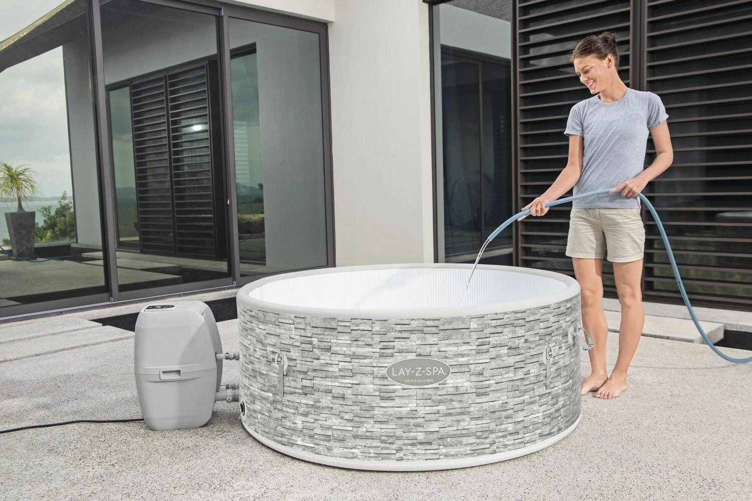 Bestway Opblaasbare Jacuzzi Lay-Z-Spa Vancouver Plus Rond Grijs D 155 H 60 Cm 9 Bestway Opblaasbare Jacuzzi Lay-Z-Spa Vancouver Plus Rond Grijs D 155 H 60 Cm - Afbeelding 7