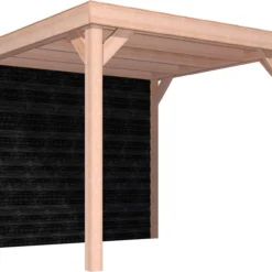 Overkapping Met Achterwand Zwart / Douglas 270 X 270 Cm