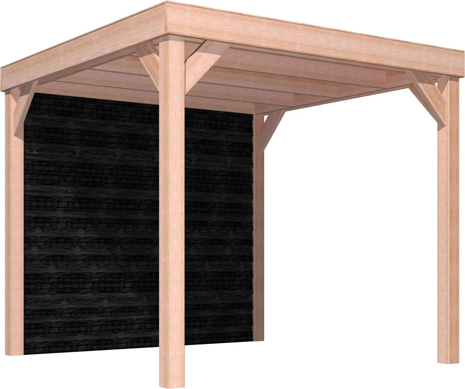 Overkapping Met Achterwand Zwart / Douglas 270 X 270 Cm 3 Overkapping Met Achterwand Zwart / Douglas 270 X 270 Cm