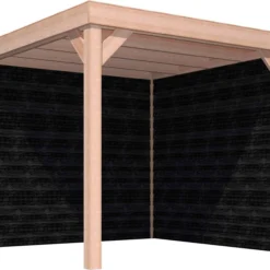 Overkapping Met Achterwand En Zijwand Zwart / Douglas 270 X 270 Cm