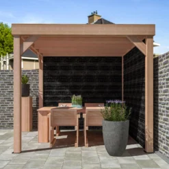 Overkapping Met Achterwand En Zijwand Zwart / Douglas 270 X 270 Cm -Goedkope Hof Liefde Winkel 8711471734630 2