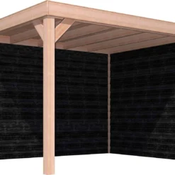 Overkapping Douglas + Achterwand + Zijwand Zweeds Rabat Zwart 270 X 330 Cm