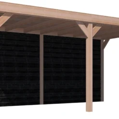Overkapping Met Achterwand Zwart / Douglas 270 X 522 Cm