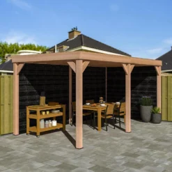 Overkapping Met Achterwand En Zijwand Zwart / Douglas 270 X 522 Cm -Goedkope Hof Liefde Winkel 8711471734838 2