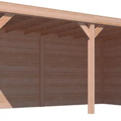 Overkapping Douglas Met Achterwand En Zijwand Blokhutprofiel 244 X 270 X 522 Cm