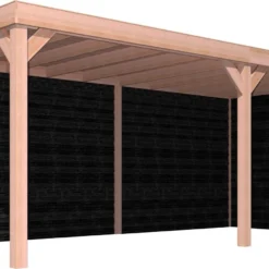 Overkapping Met Achterwand En Zijwand Zwart / Douglas 270 X 582 Cm