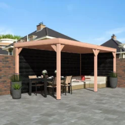 Overkapping Met Achterwand En Zijwand Zwart / Douglas 270 X 582 Cm -Goedkope Hof Liefde Winkel 8711471734937 2