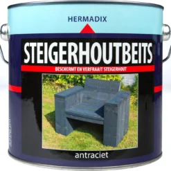 Hermadix Steigerhoutbeits Antraciet 2,5 L