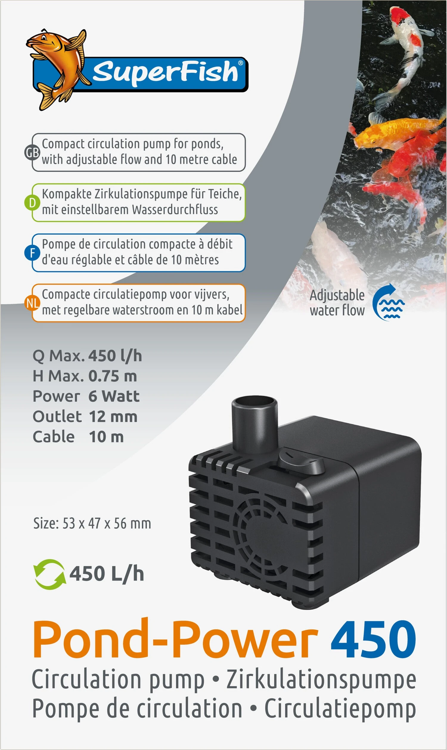 SuperFish Circulatiepomp Pond-Power 450 L/h 4 SuperFish Circulatiepomp Pond-Power 450 L/h - Afbeelding 2