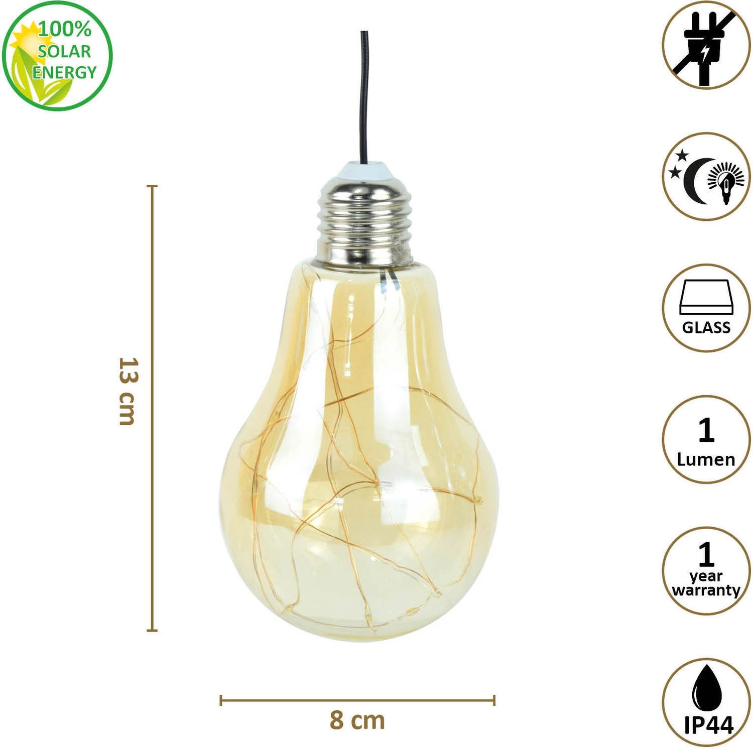 O'Daddy Solar Buiten Hanglamp Geel 8 X 8 X 13 Cm 4 O'Daddy Solar Buiten Hanglamp Geel 8 X 8 X 13 Cm - Afbeelding 2