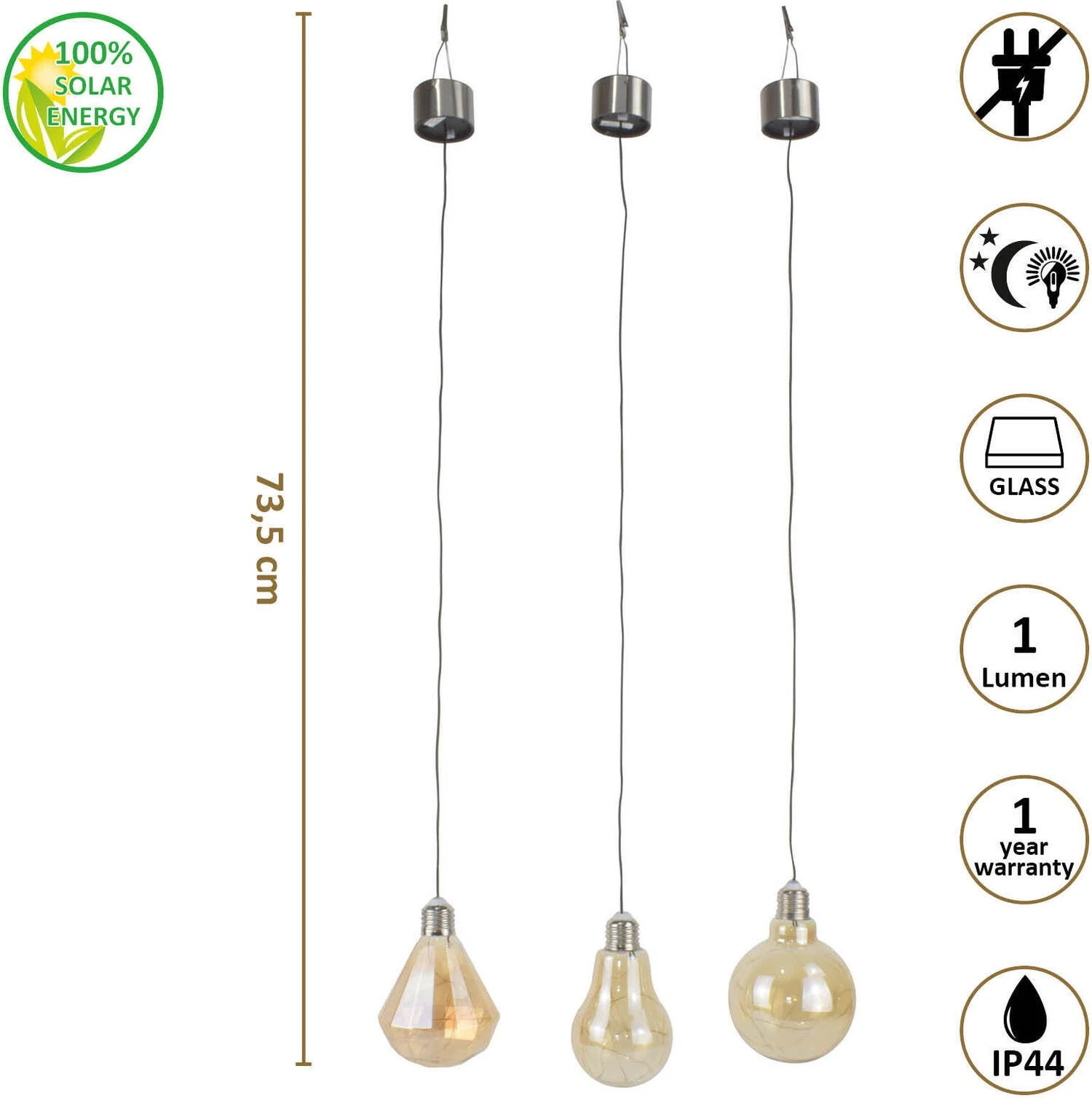 O'Daddy Solar Buiten Hanglamp Geel 8 X 8 X 13 Cm 5 O'Daddy Solar Buiten Hanglamp Geel 8 X 8 X 13 Cm - Afbeelding 3