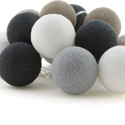 Cotton Ball Lights Lichtsnoer Shadow Starter Kit Grijs/wit 7,4 M Met 20 Lampen