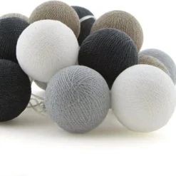 Cotton Ball Lights Lichtsnoer Shadow Extension Kit Grijs/wit 2,4 M Met 20 Lampen