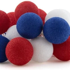 Cotton Ball Lights Lichtsnoer Holland Starter Kit Rood/wit/blauw 7,4 M Met 20 Lampen